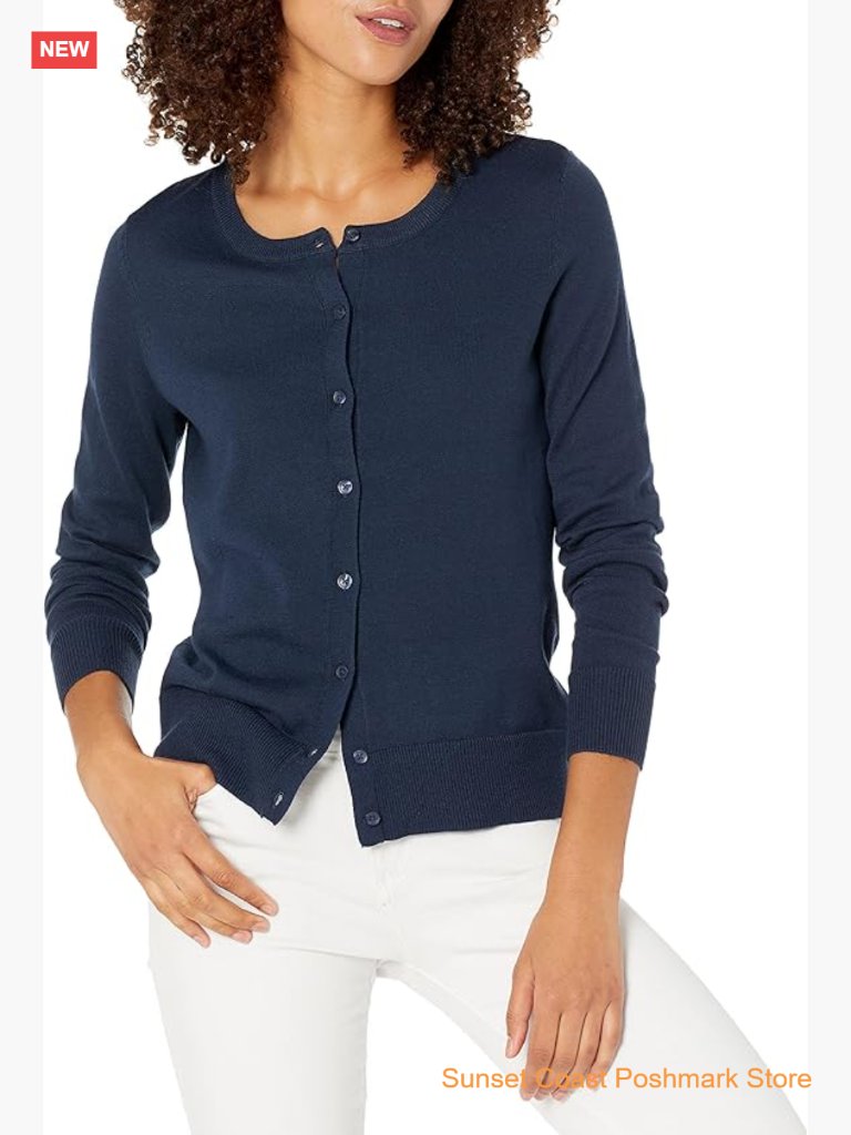 Women's Lightweight Crewneck Cardigan Sweater Button Front Long Sleeve